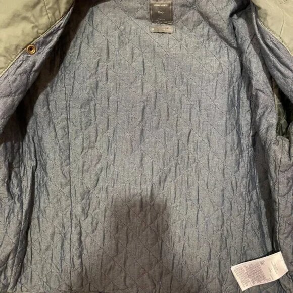 Gap Quilted Moto Flight Cropped Jacket Size 8 Green Gray Zipper Details - Picture 8 of 14